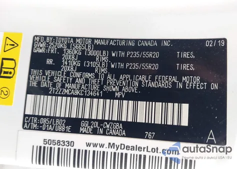 2019 Lexus Rx 350 из США, поврежденный, VIN 2T2ZZMCA8KC134641